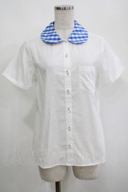画像1: Jane Marple / ピクニックギンガムカラーのブラウス  白×青 H-25-04-04-064-JM-BL-KB-ZH