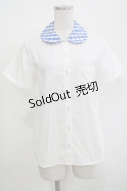 画像1: Jane Marple / ピクニックギンガムカラーのブラウス  白×青 H-25-04-04-064-JM-BL-KB-ZH
