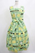 Jane Marple / Jolies broderies square dress  citron green H-25-04-04-009-JM-OP-KB-ZH