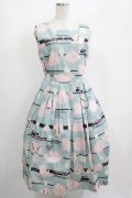Jane Marple / Jolies broderies square dress  blue gray H-25-04-04-011-JM-OP-KB-ZH