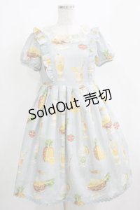 Emily Temple cute / PINEパフェワンピース S サックス H-25-04-04-017-ET-OP-KB-ZH