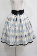 axes femme kawaii / ダイヤ柄襟付きスカート M サックス H-25-04-05-028-AX-SK-NS-ZH