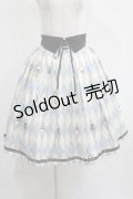 axes femme kawaii / ダイヤ柄襟付きスカート M サックス H-25-04-05-028-AX-SK-NS-ZH