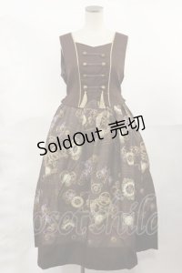 axes femme / レトロクロック柄ジャンスカ M ブラウン H-25-04-05-1001-AX-OP-NS-ZH