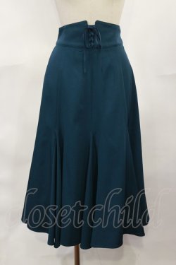 画像1: F&A / フロントレースアップミドル丈ナローフレアースカート Free BLUE GREEN H-25-04-05-1009-LO-SK-NS-ZH