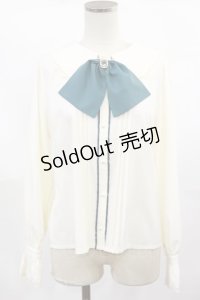 axes femme POETIQUE / フェイバリットカラーブラウス M アイボリー/グリーン H-25-04-05-1026-AX-BL-NS-ZH