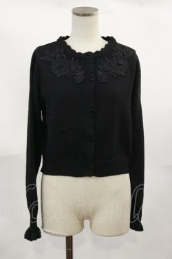 画像1: m petit by misako / AM バラレースニットカーディガン M ブラック H-25-04-05-1029-LO-TO-NS-ZH