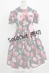 Angelic Pretty / Fresh Strawberry Dinerワンピース Free ブラック H-25-04-05-007-AP-OP-NS-ZH