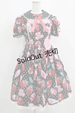 画像1: Angelic Pretty / Fresh Strawberry Dinerワンピース Free ブラック H-25-04-05-007-AP-OP-NS-ZH