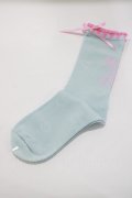 Angelic Pretty / ハートピコットリボンクルー丈ソックス  サックス H-25-04-05-064-AP-ZA-NS-ZH