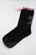 Angelic Pretty / ハートピコットリボンクルー丈ソックス Free ブラック H-25-04-05-065-AP-ZA-NS-ZH