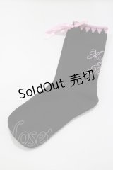 Angelic Pretty / ハートピコットリボンクルー丈ソックス Free ブラック H-25-04-05-065-AP-ZA-NS-ZH