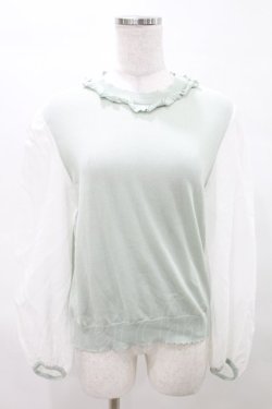 画像1: Jane Marple / シアースリーブプルオーバー  ミント×オフ H-25-04-06-034-JM-TO-KB-ZH