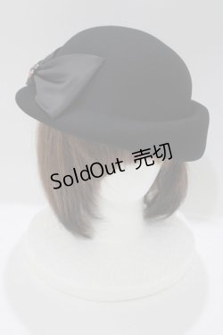 画像1: axes femme / リボン付ウールフェルトハット  ブラック H-25-04-06-1045-AX-AC-NS-ZH
