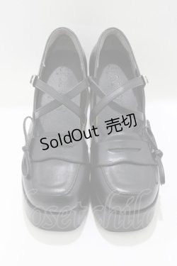 画像1: Me roir / サイドリボン合皮ローファー L ブラック H-25-04-06-1083-GO-SH-NS-ZH