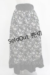 Kurumi Collaboration / 花柄コルセット風スカート LL ブラック H-25-04-06-1020-GO-SK-NS-ZH