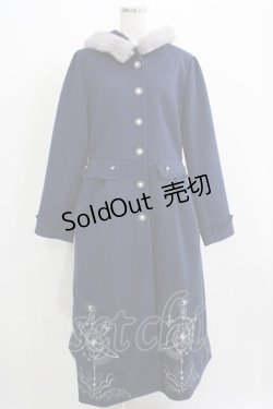 画像1: axes femme / 天体刺繍フード付コート L ネイビー H-25-04-06-1021-AX-CO-NS-ZT-C057