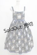 Enchantlic Enchantilly / 猫の女王の肖像画ジャンパースカート Free ネイビー H-25-04-06-1003-LO-OP-NS-ZH