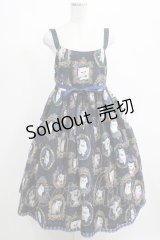 Enchantlic Enchantilly / 猫の女王の肖像画ジャンパースカート Free ネイビー H-25-04-06-1003-LO-OP-NS-ZH