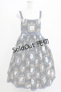 Enchantlic Enchantilly / 猫の女王の肖像画ジャンパースカート Free ネイビー H-25-04-06-1003-LO-OP-NS-ZH