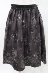 elements,H / moon printスカート 2 黒 H-25-04-06-024-PU-SK-KB-ZH