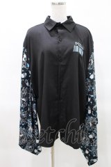 ACDC RAG /OODミルキモノシャツ  ブラック×パステルブルー H-25-04-06-032-PU-BL-KB-ZH