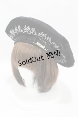 画像1: Candy Stripper / FIRE PATTERN BERET【LiSA×Candy Stripper】  黒×白 H-25-04-07-001-PU-AC-KB-ZH