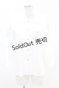 MILK / ロゴ刺繍ハートボタンブラウス  白 H-25-04-07-039-ML-BL-KB-ZH