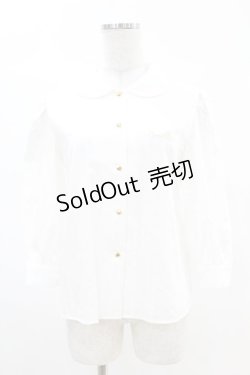 画像1: MILK / ロゴ刺繍ハートボタンブラウス  白 H-25-04-07-039-ML-BL-KB-ZH
