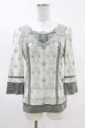Rozen Kavalier / 刺繍レースプリントカットソー  緑 H-25-04-07-044-OO-TO-KB-ZH