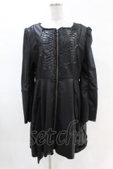 h.NAOTO / 鱗ZIPコートワンピース  黒 H-25-04-07-006-HN-CO-KB-ZT250