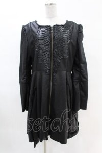 h.NAOTO / 鱗ZIPコートワンピース  黒 H-25-04-07-006-HN-CO-KB-ZT250
