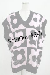Candy Stripper / FLOWER PATTERN KNITベスト  ライトピンク H-25-04-07-1044-PU-TO-KB-ZT162