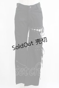 BPN / レースアップ縫合パンツ M 黒 H-25-04-07-1049-GO-PA-KB-ZH
