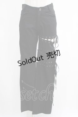 画像1: BPN / レースアップ縫合パンツ M 黒 H-25-04-07-1049-GO-PA-KB-ZH