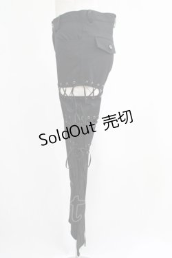 画像2: BPN / レースアップ縫合パンツ M 黒 H-25-04-07-1049-GO-PA-KB-ZH