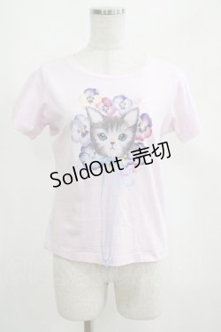 画像1: MILK / パンジーCAT Tee  ピンク H-25-04-07-1064-ML-TO-KB-ZH
