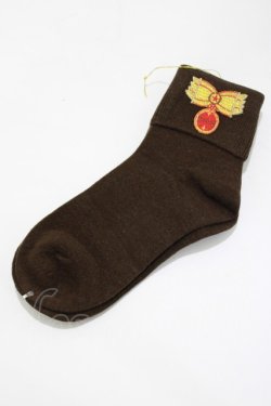 画像1: MILK / 刺繍ソックス  ブラウン H-25-04-07-1069-ML-ZA-KB-ZH