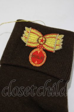 画像2: MILK / 刺繍ソックス  ブラウン H-25-04-07-1069-ML-ZA-KB-ZH