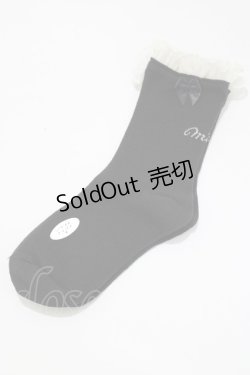 画像1: MILK / プリーツフリルソックス  ブラック H-25-04-07-1070-ML-ZA-KB-ZH