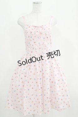画像1: Emily Temple cute / 小花&フルーツノースリーブワンピース  ピンク H-25-04-07-1013-ET-OP-KB-ZH