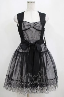 画像1: BPN / 裾刺繍チュールジャンパースカート M 黒 H-25-04-07-1015-GO-SK-KB-ZH