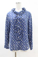 Jane Marple / Tumbling Diceのフリルカラーブラウス  ブルー H-25-04-07-009-JM-BL-KB-ZH