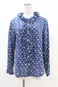 Jane Marple / Tumbling Diceのフリルカラーブラウス  ブルー H-25-04-07-009-JM-BL-KB-ZH