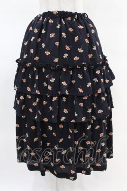画像1: Jane Marple Dans Le Salon / Floating flowers dirndl skirt  ネイビー H-25-04-07-011-JM-SK-KB-ZH