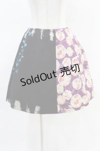 gouk / 和柄切替プリントスカート  黒 H-25-04-07-021-GO-SK-KB-ZH