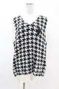 NieR Clothing / ニットベスト  千鳥柄（白×黒） H-25-04-07-025-PU-TO-KB-ZH