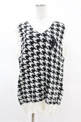 NieR Clothing / ニットベスト  千鳥柄（白×黒） H-25-04-07-025-PU-TO-KB-ZH