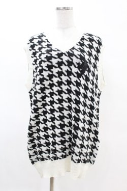 画像1: NieR Clothing / ニットベスト  千鳥柄（白×黒） H-25-04-07-025-PU-TO-KB-ZH