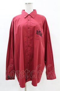 NieR Clothing / 刺繍長袖シャツ  赤 H-25-04-07-026-PU-BL-KB-ZH